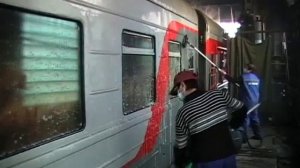 Технология обмывки пассажирских вагонов 2006 г., убираем и моем вагоны