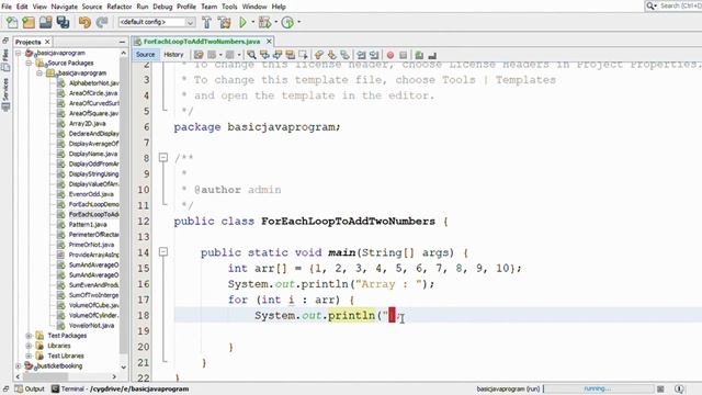 Java program to using for each loop to add numbers || foreach loop смотреть онлайн