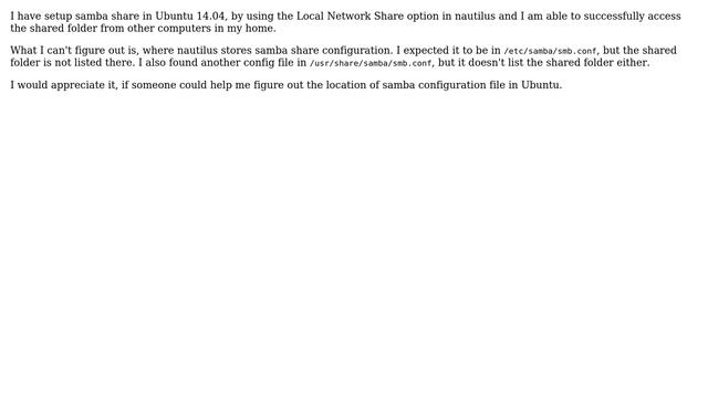 Ubuntu: Samba configuration file location смотреть онлайн