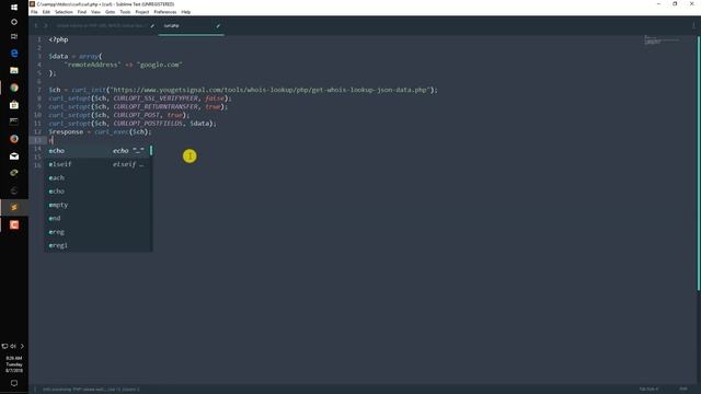 PHP cURL WHOIS lookup tutorial смотреть онлайн