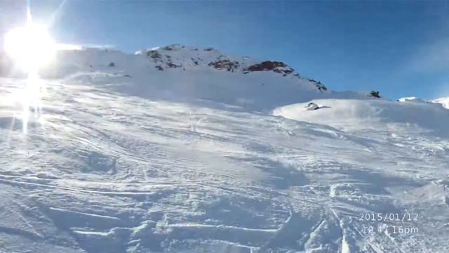 Val Thorens, Франция 2015 - 12.01.- спуск в Les Menuires - карбоновая палка смотреть онлайн