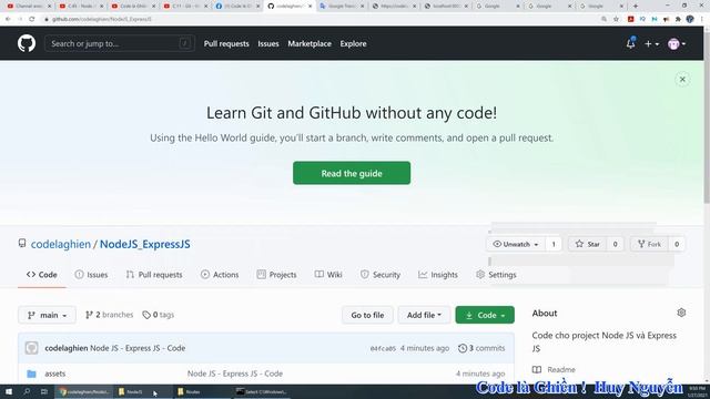 496 - Node JS - Express JS - Upload Codes lên GitHub - Tạo nhánh - Cách làm việc giống team thiệt ! смотреть онлайн