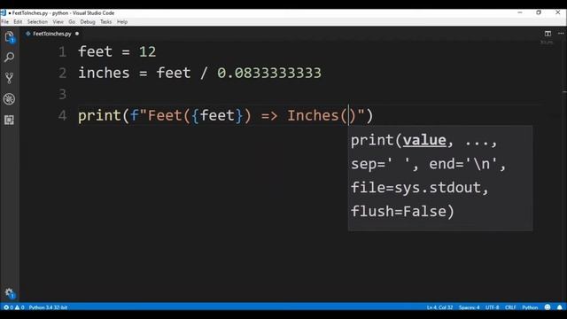 feet to inches in python ? смотреть онлайн