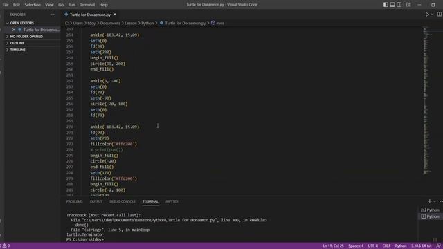 Doraemon Turtle with Python #python #visualstudio смотреть онлайн