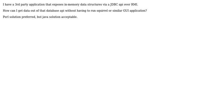 DevOps & SysAdmins: How to connect and select data from a JDBC over RMI database in perl? смотреть онлайн