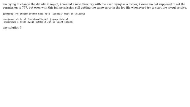 Databases: The innodb_system data file 'ibdata1' must be writable even with full permissions set смотреть онлайн