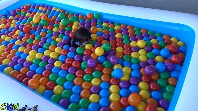 Giant Inflatable Kids Pool Full Of Balls Superhero Surprise Toys Hunt With Ckn Toys