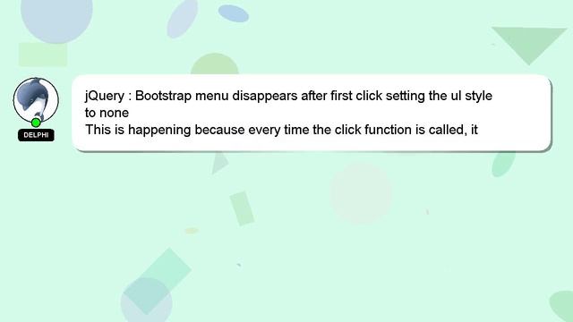 jQuery : Bootstrap menu disappears after first click setting the ul style to none смотреть онлайн
