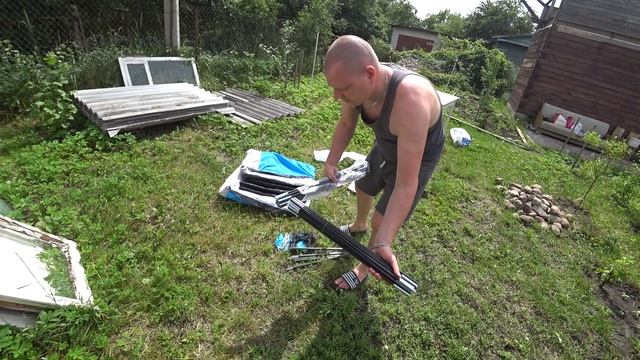 обзор палатки 4х местная , 2 комнаты, тамбур и навес.