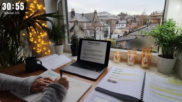 5 HOUR STUDY WITH ME | Background Noise, 10-min Break, No Music, Study With Merve