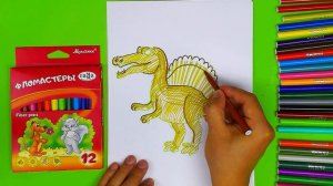 Как нарисовать СПИНОЗАВРА - урок рисования фломестерами