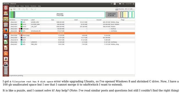 Ubuntu: How to extend root partition using unallocated space? смотреть онлайн