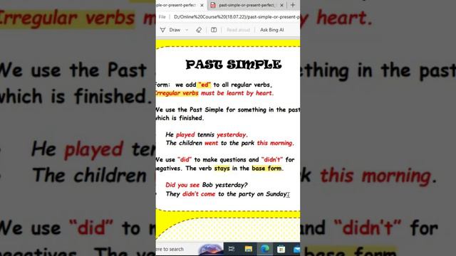 Short4 Past Simple #camlearningenglish #englishgrammar #pastsimple #presentperfect #grammartest смотреть онлайн