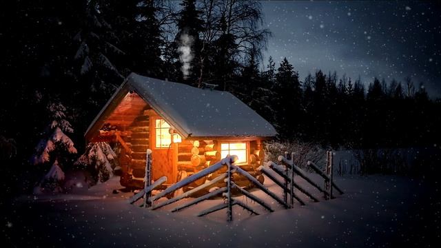 Звуки метели,ветра,падающего снега,треск горящего камина. Успокаивающие звуки зимы и огня для сна. смотреть онлайн