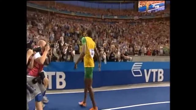 Усейн Болт.Мировой рекорд на 200 метров среди мужчин(19.19).Берлин 2009(HD). смотреть онлайн