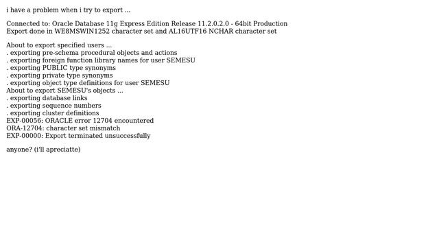 Databases: Error exp oracle XE on centos смотреть онлайн