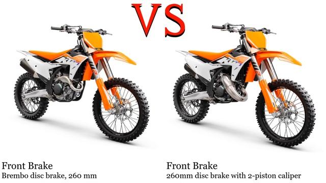 KTM 350 SX F Vs KTM SX 525 Test Specification Comparison