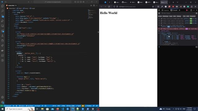 Using ReactJS with HTML and vanilla JavaScript with initial data from global window object смотреть онлайн