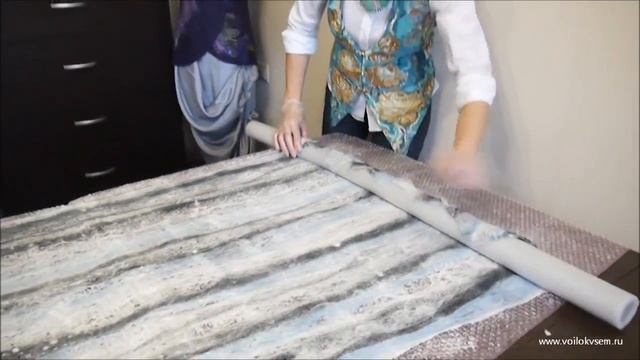 Валяние палантина из шерсти Паутинка Мастер класс смотреть онлайн