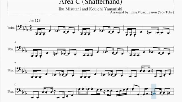 Tuba Sheet Music: How to play Area C (Shatterhand) by Iku Mizutani and Kouichi Yamanishi смотреть онлайн