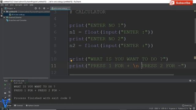 HOW TO MAKE SIMPLE CALCULATOR IN PYTHON IN HINDI| PYTHON TUTORIAL IN HINDI смотреть онлайн