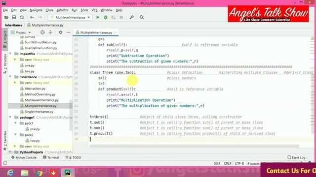 Multiple Inheritance In Python | Multiple Inheritance | Python Tutorial | Python Tutorial In Hindi смотреть онлайн