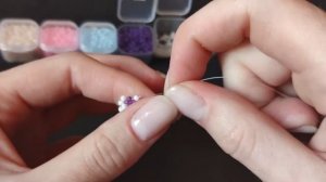 Кольцо из бисера Лавандовое сердце в 2 ряда ? в технике крестик