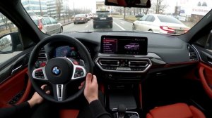 BMW X3 M 2022 Competition POV test drive | Engine Exhaust Sound | ASMR interior quality 4K | BMW X3