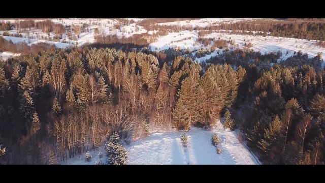 Полёт над посёлком Верхняя Унжа, Кологривский район, Костромская область. Зима. смотреть онлайн