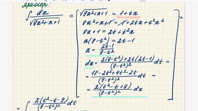 Пример на вторую подстановку Эйлера.