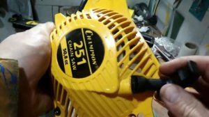 Ремонт шнура кикстартера бензопилы чемпион