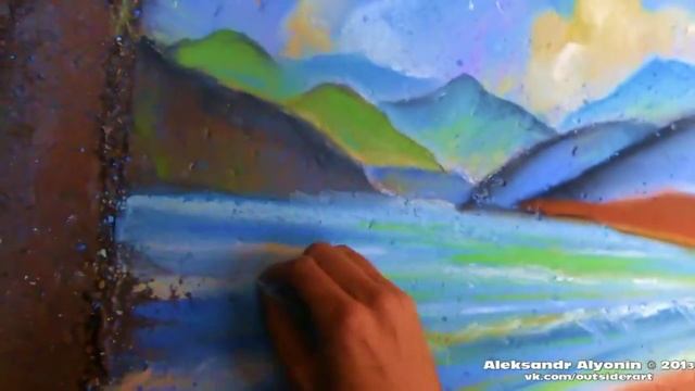 HOW TO DRAW LANDSCAPE Art chalk pastels on the street смотреть онлайн