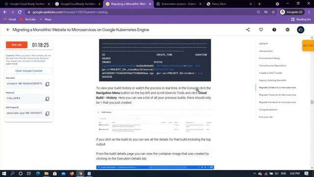 Qwiklab:Migrating a Monolithic Website to Microservices on Google Kubernetes Engine[GSP699] смотреть онлайн
