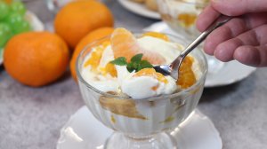 Шикарный ЗИМНИЙ ДЕСЕРТ с МАНДАРИНАМИ. Трайфл с мандаринами и сливочным кремом