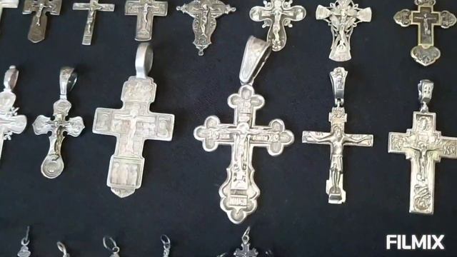 Коллекция ЗОЛОТЫХ и СЕРЕБРЯНЫХ крестов и иконок. смотреть онлайн