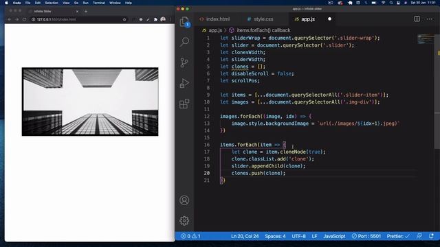Vanilla JavaScript: Infinite Scrolling Image Slider смотреть онлайн