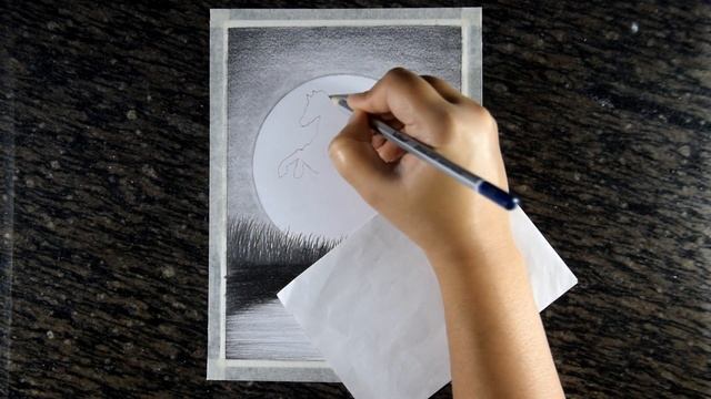 How to Pencil Sketch a Horse and a Rider in Moonlit Night (Step by Step Drawing) смотреть онлайн