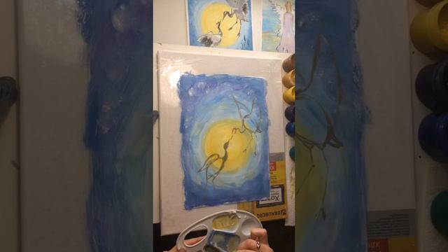 Мастер-класс по живописи “Серые журавли“ смотреть онлайн