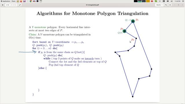 04 13 polygon triangulation - triangulating a y monotone смотреть онлайн