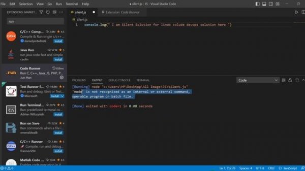 How to run JavaScript code in VScode via code runner extension|| install Node Js Windows 11