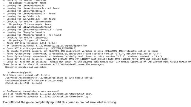 Ubuntu: OpenCV-Python installation - CMake error missing vtkRenderingOpenGL [16.04] смотреть онлайн