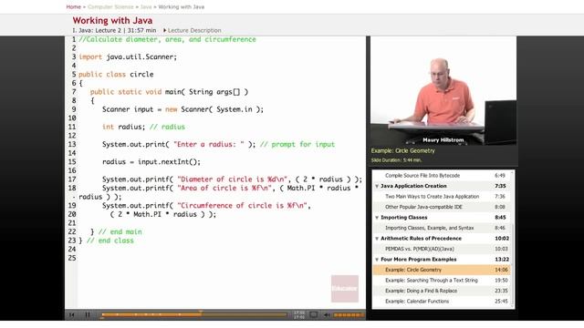 Java: Working with Java (Circle Program) смотреть онлайн