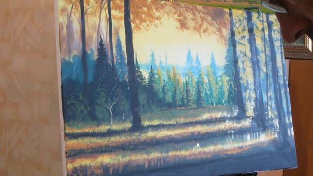 Пишем акрилом вечер в лесу! #Vitali painting! смотреть онлайн