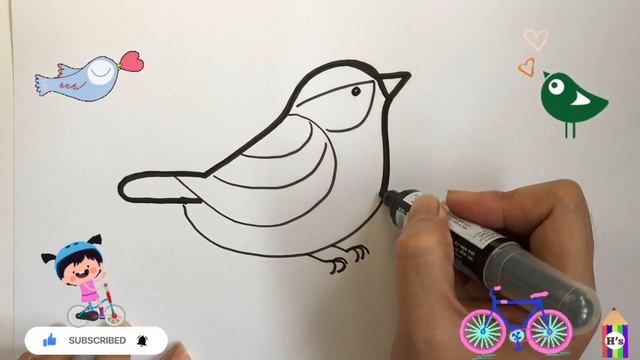How To Draw and Color a Cute Bird | рисование птиц для детей | Bolalar uchun qush rasm chizish смотреть онлайн