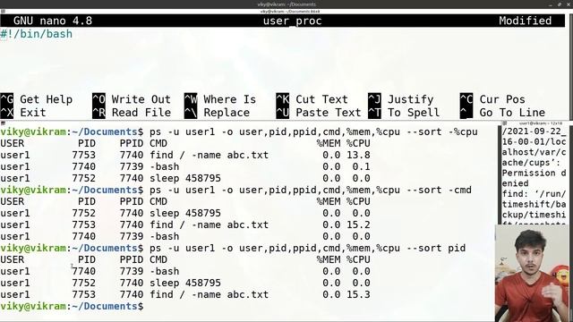 shell script to print user specific processes and sort processes with given parameter смотреть онлайн