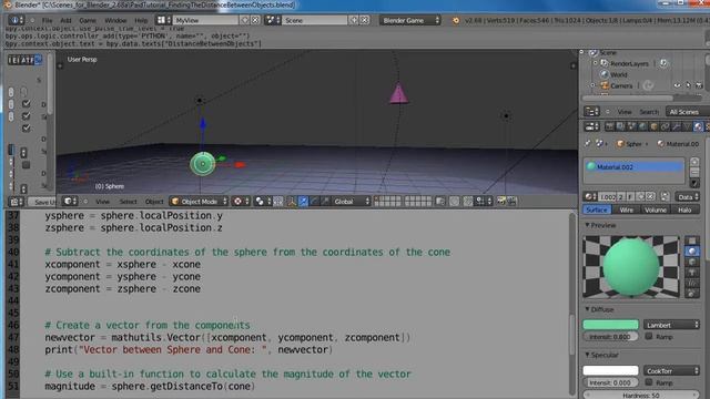 Blender - 3dTMW Python Lesson18 - Getting The Distance Between Two Objects смотреть онлайн