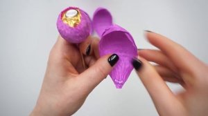 Мастер-класс: Тюльпан из гофрированной бумаги с конфетой внутри I Сладкий подарок к 8 Марта