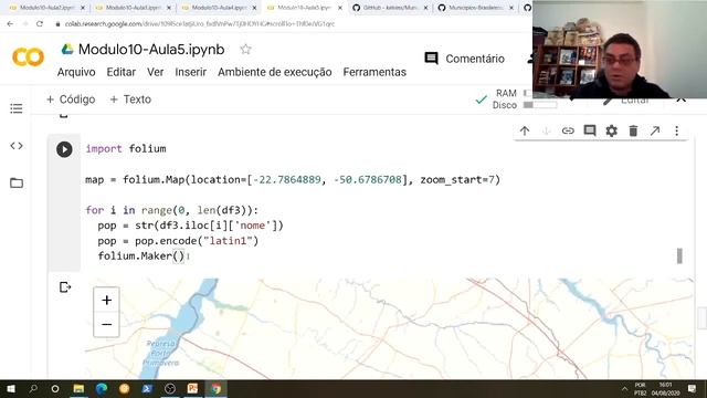 Módulo 10 - Aula 5: Criando um mapa através do comando folium e pontos com marker смотреть онлайн