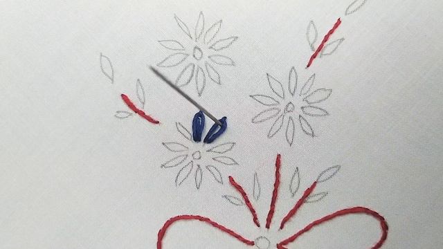 Quick and easy hand embroidery flower design with lazy daisy and stem stitch for beginners смотреть онлайн