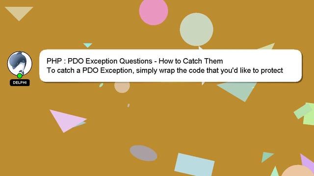 PHP : PDO Exception Questions - How to Catch Them смотреть онлайн